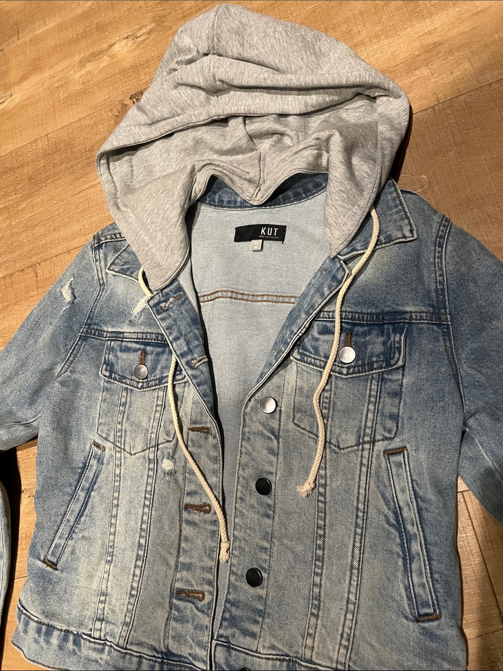 Kut from the Kloth Light Blue Denim Hooded Jacket size xs nwot - Picture 4 of 4